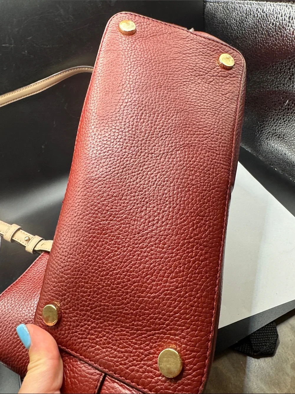 Michael Kors Red Leather Tote with Tan Strap Accents retail $198